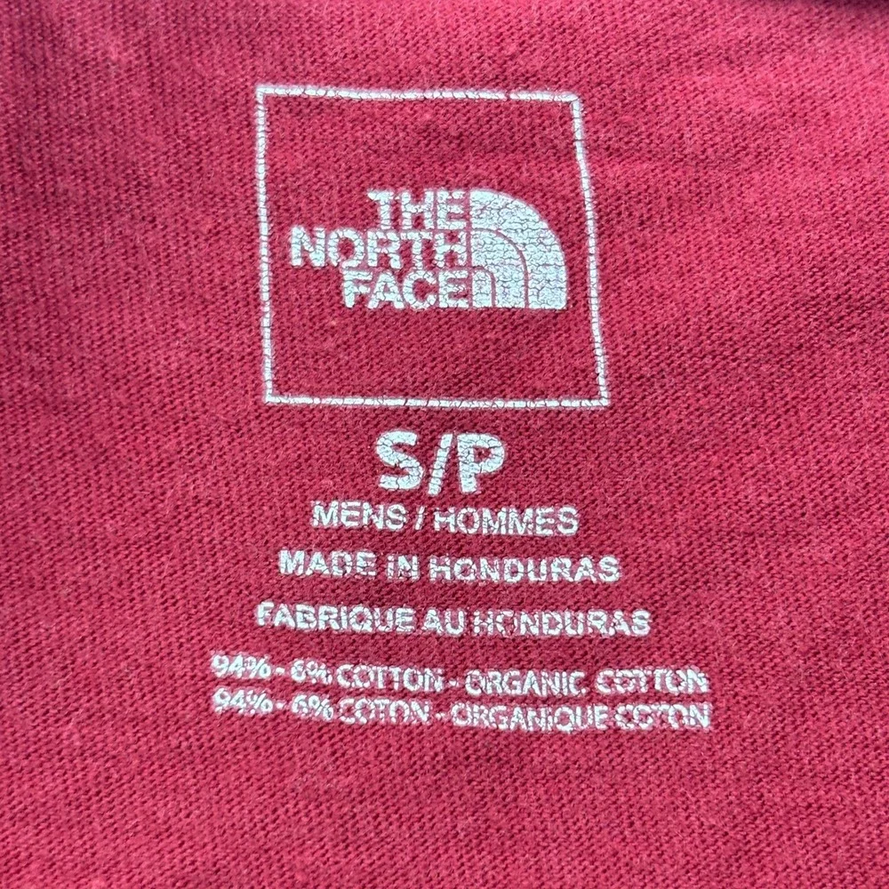 The North‎ Face Mens Red Long Sleeve Graphic Logo T-Shirt S Organic Cotton